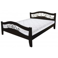 Двоспальне ліжко АФІНА-2 з дерева (масив бука) ★ від 160 до 180 см ★ з декоративним узніжжям і кованим узголів'ям
